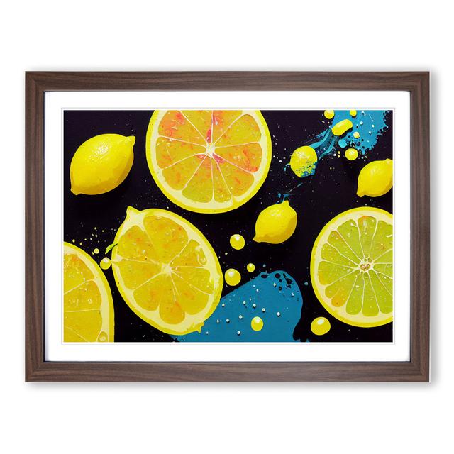 Lemon Fruit Splash Vol.2 - Picture Frame Graphic Art Brambly Cottage Size: 34cm H x 46cm W x 2cm D, Frame Colour: Walnut on Productcaster.