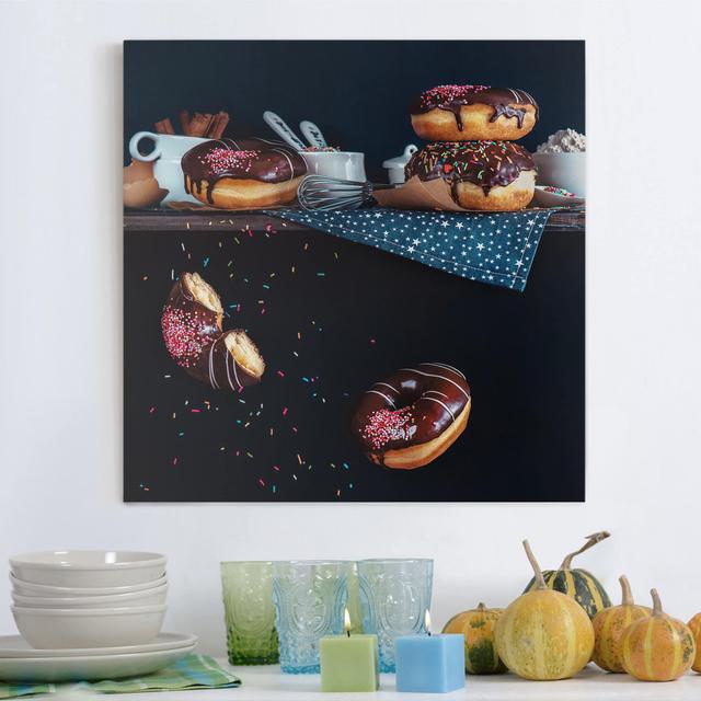 Donuts on Kitchen Shelf Graphic Art Print on Canvas East Urban Home Size: 70cm L x 70cm W on Productcaster.