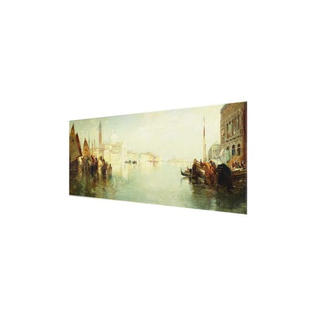 'Thomas Moran-Canal Grande' Painting on Glass East Urban Home Size: 30 cm H x 80 cm W on Productcaster.