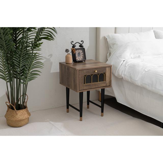 Volkard Solid Wood Bedside Table Alpen Home on Productcaster.