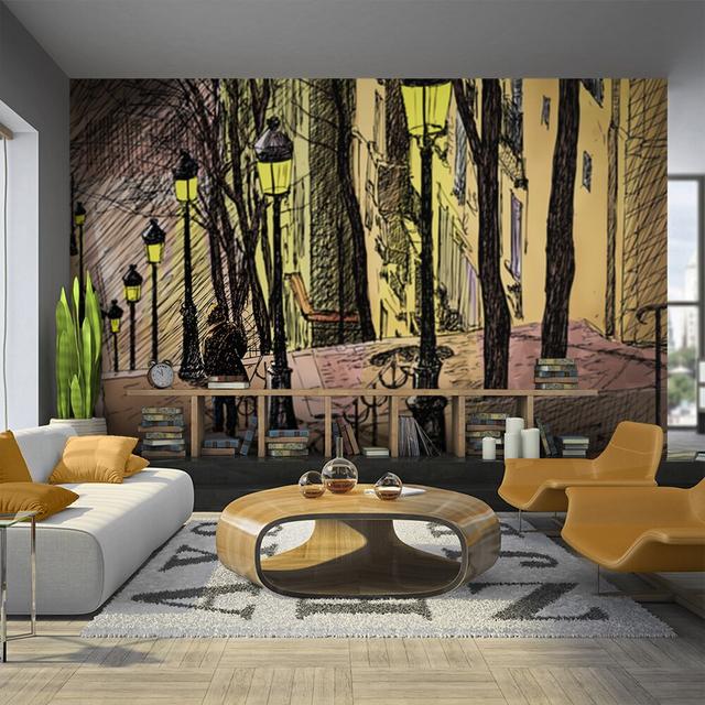 Lonely Walk Through Montmartre 3.09m x 400cm Wallpaper East Urban Home Size: 250 cm x 193 cm on Productcaster.