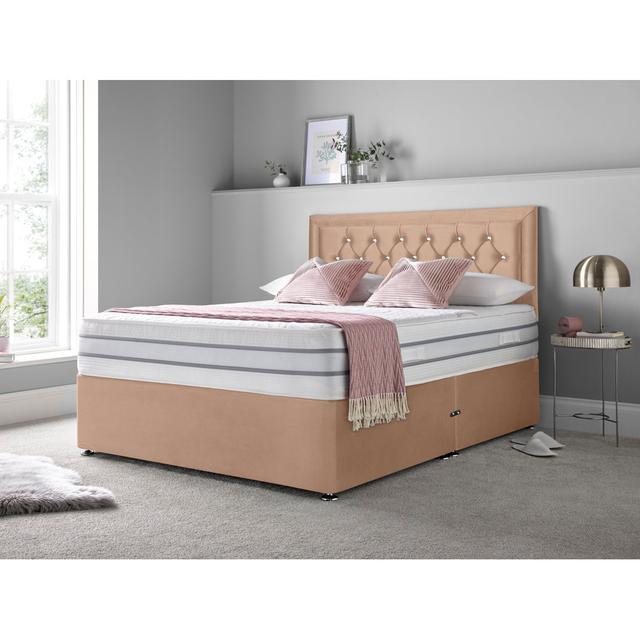 Annalise Memory Foam Divan Bed Set Rosdorf Park Colour: Mink, Size: Super King (6'), Storage Type: Right Side Drawers on Productcaster.