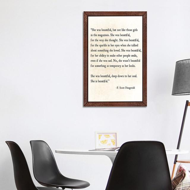 'She Is Beautiful' by Debbra Obertanec - Floater Frame Typography Print on Canvas Happy Larry Frame Option: Brown, Size: 66.04cm H x 45.72cm W x 3.81c on Productcaster.