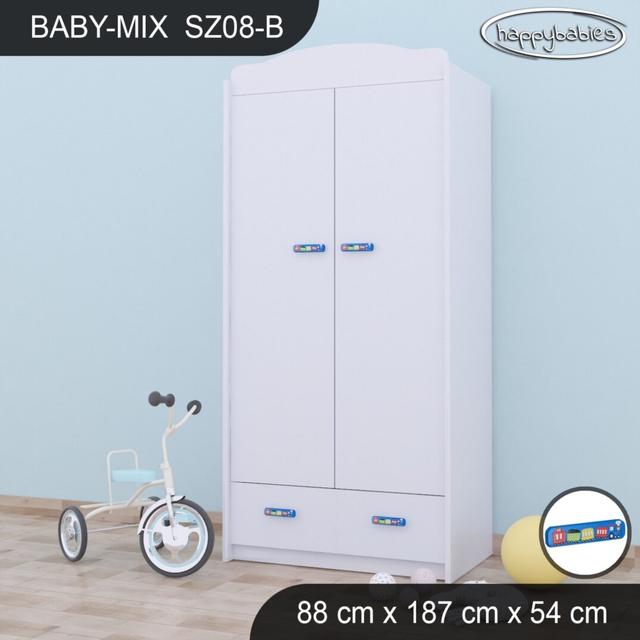 2 Door Wardrobe Happy Babies Colour: White/Blue on Productcaster.