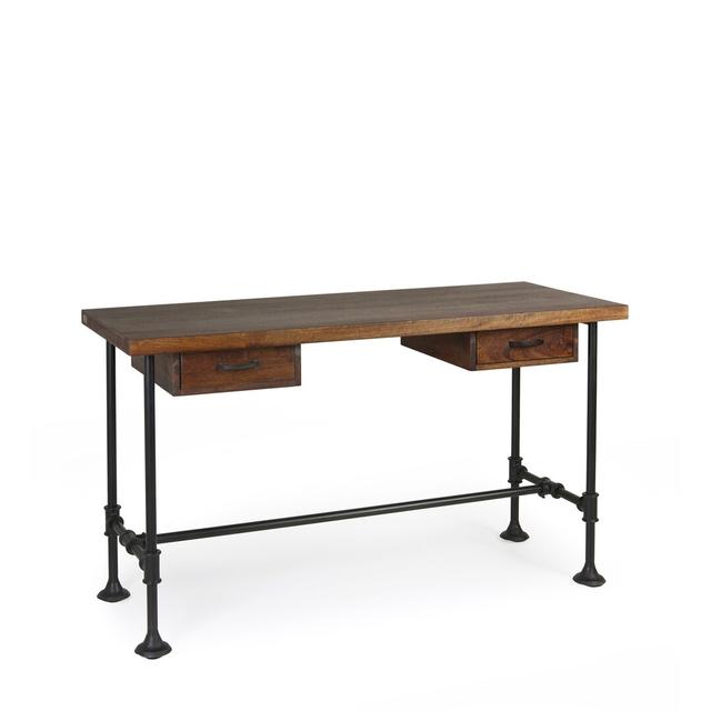 Pipa Solid Wood Top Metal Base Writing Desk Moycor on Productcaster.