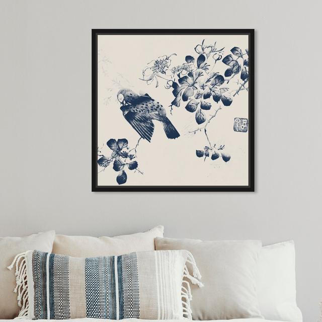 Floral And Botanical Traditional Flower Songbird Nature, Global Inspired White And Blue Canvas Wall Art Print For Dining Room Oliver Gal Format: Black on Productcaster.