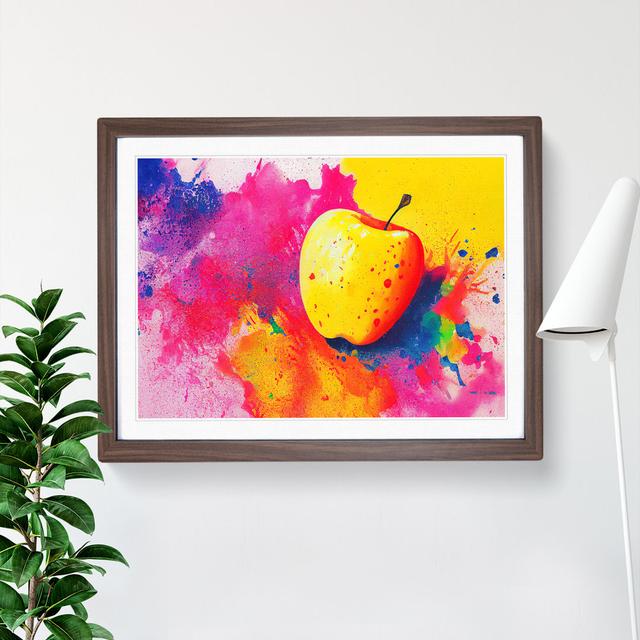 Apple Fruit Paint Splatter Vol.2 Abstract - Picture Frame Graphic Art 17 Stories Frame Colour: Walnut Framed, Size: 46cm H x 64cm W x 2cm D on Productcaster.