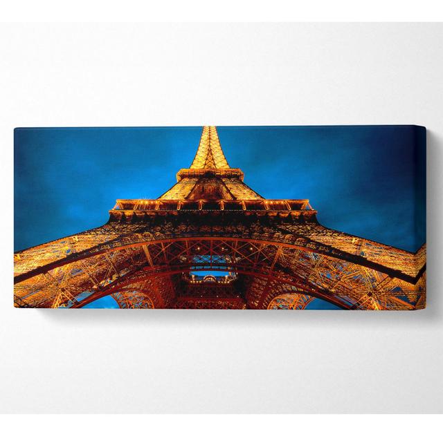 Paris Bei Nacht Eiffelturm Ansicht von unten - Leinwanddrucke Ebern Designs Größe: 81,3 cm H x 183 cm B x 10 cm T on Productcaster.