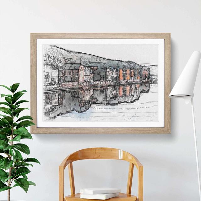 Row of Houses in Dinant Belgium in Abstract - Picture Frame Graphic Art Print East Urban Home Frame Option: Oak, Size: 35cm H x 50cm W x 2cm D on Productcaster.