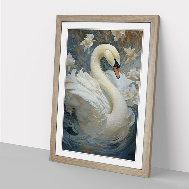 Swan Informel - Single Picture Frame Art Prints on Wood Brambly Cottage Size: 34cm H x 25cm W x 2cm D, Frame Colour: Oak on Productcaster.