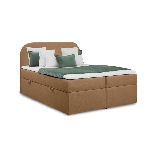 Boxspringbett Pim mit Topper und Bettkasten White Noise Größe: 180 × 200 cm, Matratzenhärte: H2 – Bonell-Matratze + PU-Schaum-Topper, Farbe: Camel on Productcaster.