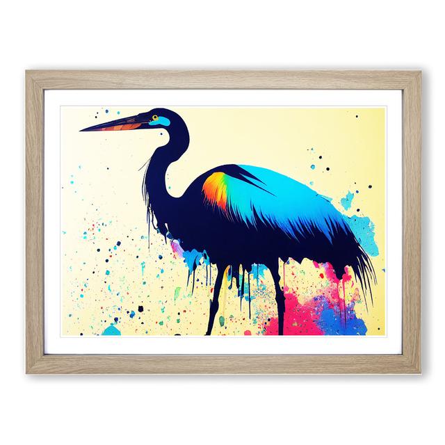 Heron Bird Splash Vol.3 Abstract House of Hampton Frame Colour: Oak, Size: 34cm H x 46cm W x 2cm D on Productcaster.