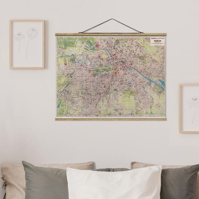 Stoffbild Vintage Berlin City Map Williston Forge Größe: 60 cm H x 80 cm B x 0,3 cm T on Productcaster.