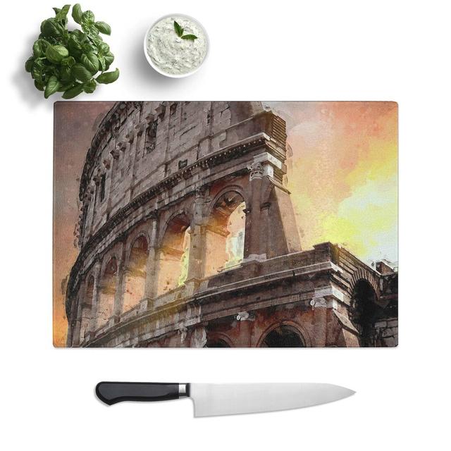 Tempered Glass Colosseum Rome Italy Chopping Board East Urban Home Size: 28.5 cm W x 20 cm L on Productcaster.