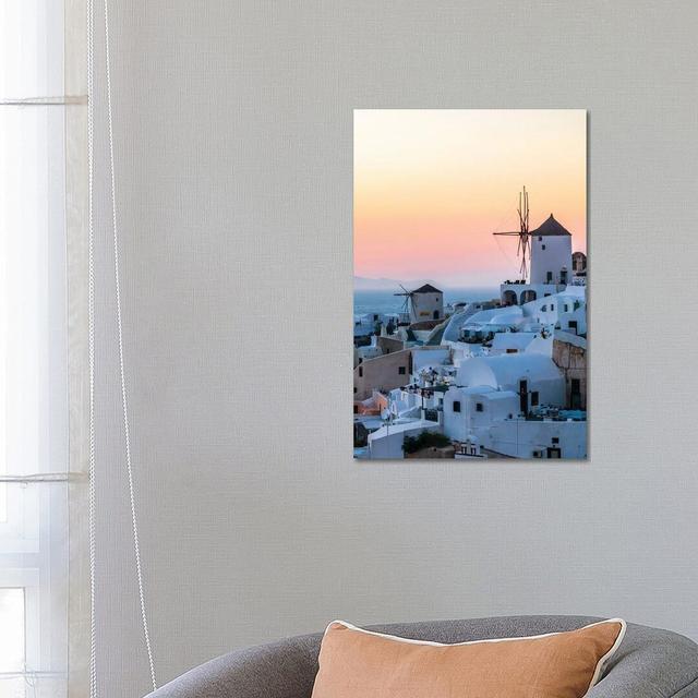 Sunset in Santorini by Matteo Colombo - Wrapped Canvas Photograph Latitude Run Size: 66.04cm H x 45.72cm W x 3.81cm D on Productcaster.