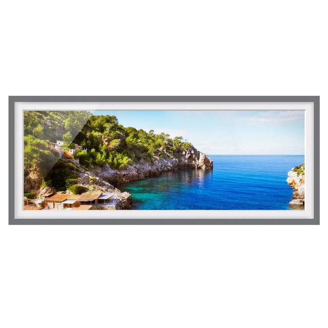 Picture With Frame - Cala De Deia In Mallorca - Landscape Panorama Highland Dunes Size: 30cm H x 75cm W x 2cm D, Frame Option: Grey Framed on Productcaster.