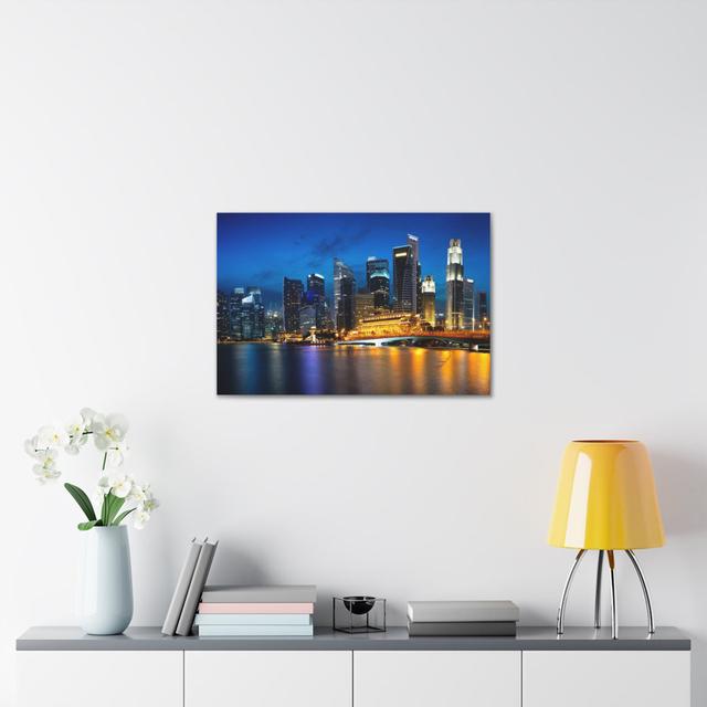 Singapore Night Skyline Canvas Artwork Breathtaking Stunning Cityscape Ivy Bronx Size: 18cm H x 24cm W on Productcaster.