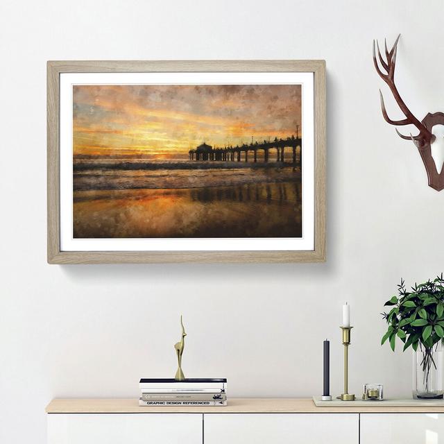 Sunset Behind the Pier - Picture Frame Painting Print East Urban Home Frame Option: Oak Framed, Size: 62cm H x 87cm W x 2cm D on Productcaster.