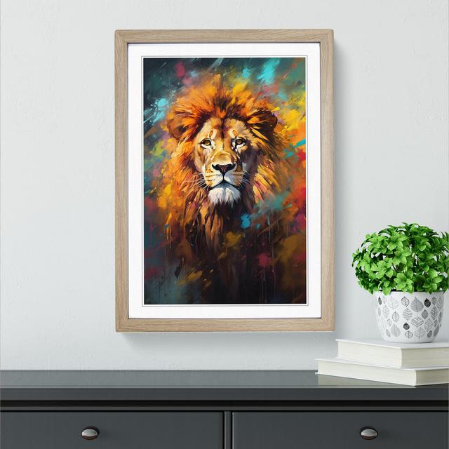 Lion Impressionism - Single Picture Frame Print on Wood Latitude Vive Format: Oak Framed, Size: 34cm H x 25cm W x 2cm D on Productcaster.