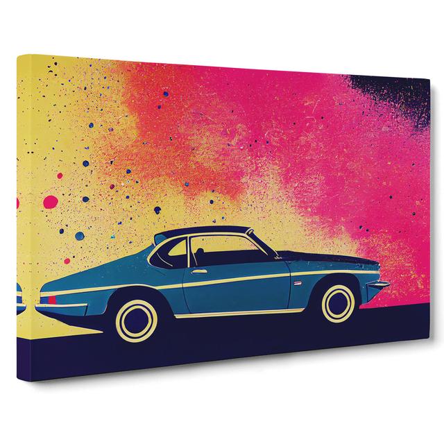 Retro Car Splash - Wrapped Canvas Print Marlow Home Co. Size: 35cm H x 50cm W x 3cm D on Productcaster.