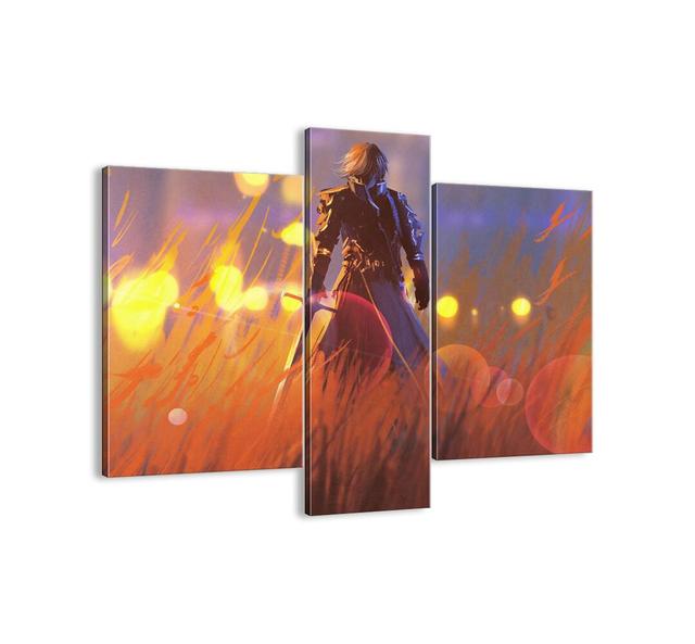 Vicious Knight - 3 Piece Unframed Graphic Art Print Set on Canvas Happy Larry Size: 80cm H x 95cm W x 1.8cm D on Productcaster.