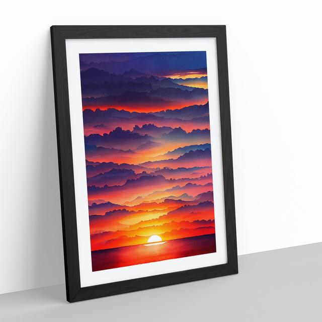 An Awesome Ocean Sunset House of Hampton Size: 34cm H x 25cm W x 2cm D, Frame Colour: Black on Productcaster.