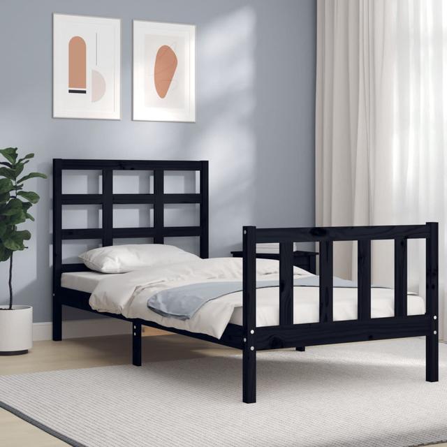 Lunabelle European Single (90 X 200cm) Solid Wood Bed 17 Stories Colour: Black on Productcaster.