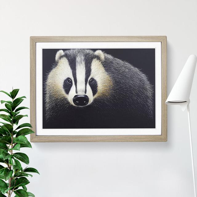 A Badger Portrait Vol.1 - Picture Frame Graphic Art Latitude Run Size: 34cm H x 46cm W x 2cm D, Frame Colour: Oak Framed on Productcaster.