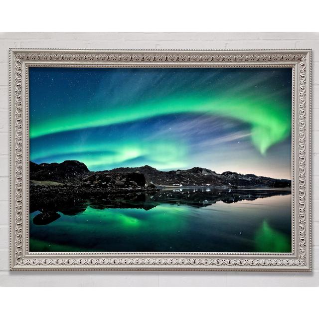 Aurora Green Skies Framed Print Highland Dunes Format: Black Framed Wood, Size: 29.7cm H x 42cm W x 3cm D on Productcaster.