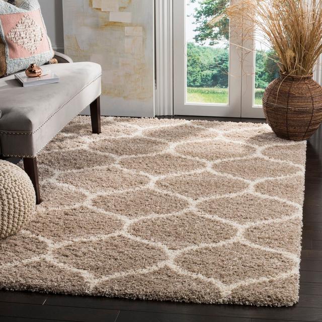 Atencio Geometric Hand Woven Beige/Ivory Area Rug Marlow Home Co. Rug Size: Rectangle 155 x 230cm on Productcaster.