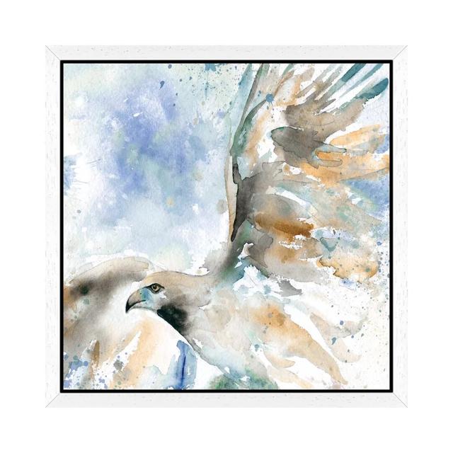 Hawk on Blue' Painting East Urban Home Format: White Floater Framed, Size: 66.04cm H x 66.04cm W x 3.81cm D on Productcaster.