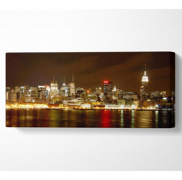 New York City Night Reflections - Wrapped Canvas Art Prints Ebern Designs Size: 50.8cm H x 121.9cm W x 10cm D on Productcaster.