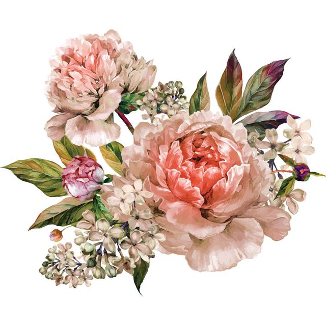 Vintage Bouquet of Peonies - Wrapped Canvas Graphic Art ClassicLiving Size: 61cm H x 91cm W x 3.8cm D on Productcaster.