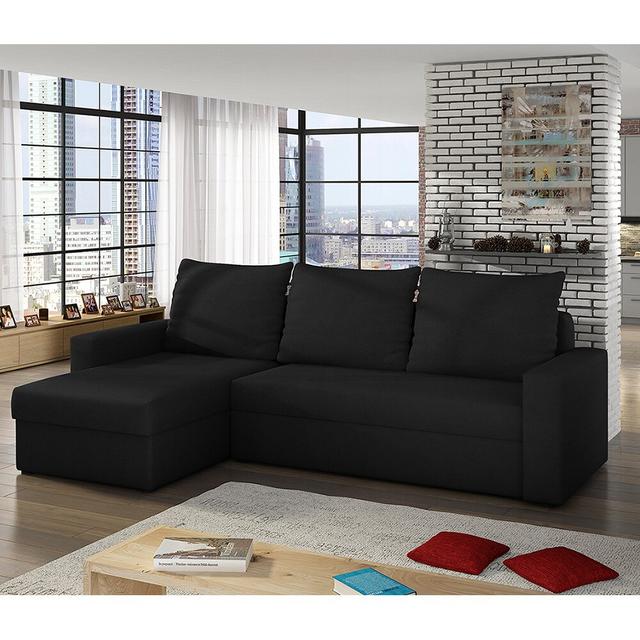 Ecksofa Dorfman mit Bettfunktion Metro Lane Polsterfarbe: Schwarz on Productcaster.