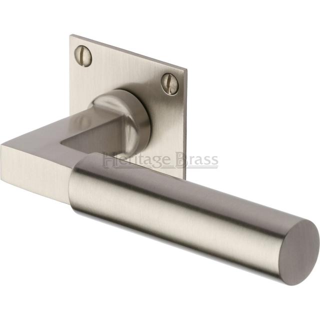 Bauhaus Latch Door Handle (Set of 2) Heritage Brass Finish: Satin Nickel on Productcaster.