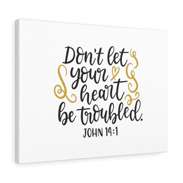 Don't Let Your Heart Be Troubled John 14:1 - Wrapped Canvas Typography Blue Elephant on Productcaster.