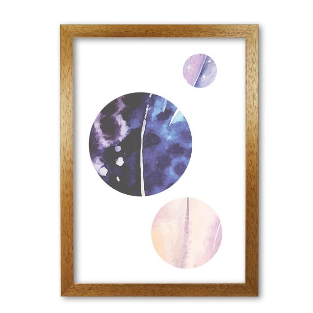 Pink And Purple Watercolour Planets Abstract - Print East Urban Home Format: Honey Oak Frame, Size: 42 cm H x 30 cm W x 5 cm D on Productcaster.