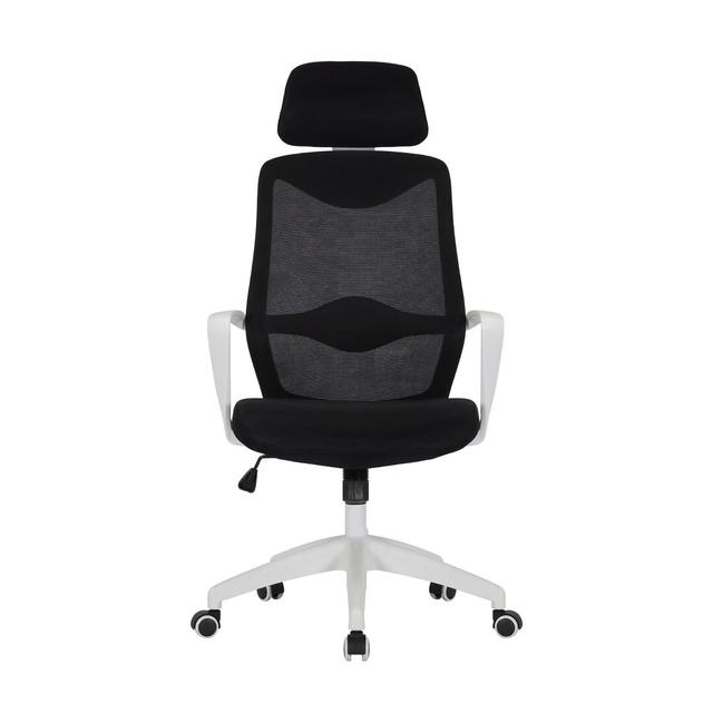 Mesh Office Chair with Headrest Blue Elephant Upholstery Colour: Black on Productcaster.