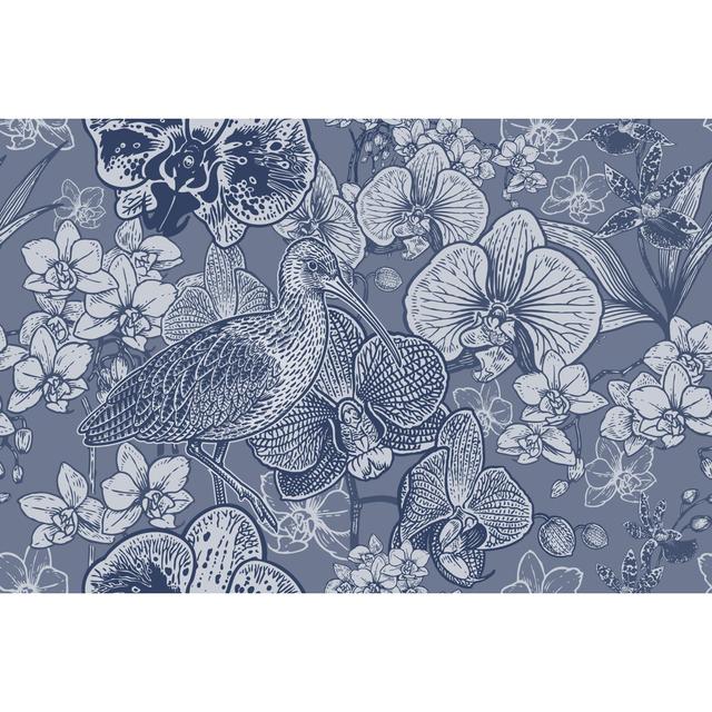 Aralene Seamless Pattern With Tropical Flowers Orchids And Birds. Vector. by MarinaVorontsova - Wrapped Canvas Graphic Art Marlow Home Co. Size: 51cm on Productcaster.