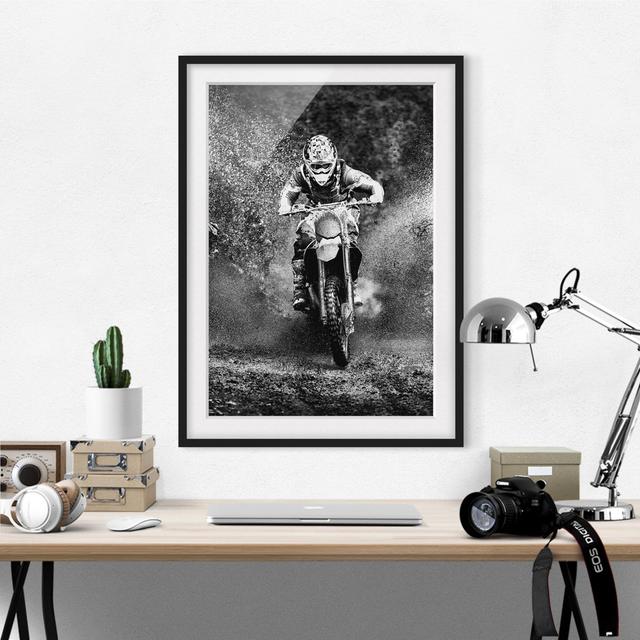 Motocross in the Mud - Picture Frame Photograph Print on Paper East Urban Home Frame Options: Matt black, Size: 100 cm H x 70 cm W on Productcaster.