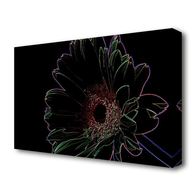 Abstarct Neon Floral 16 Flowers Canvas Print Wall Art East Urban Home Size: 66 cm H x 101.6 cm W on Productcaster.