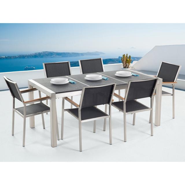 Korolevu Rectangular 6 - Person 180cm Long Dining Set Dakota Fields Colour: Mottled black on Productcaster.