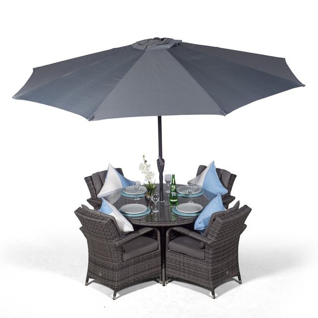 Karas 4 Seater Dining Set with Cushions and Parasol Dakota Fields on Productcaster.