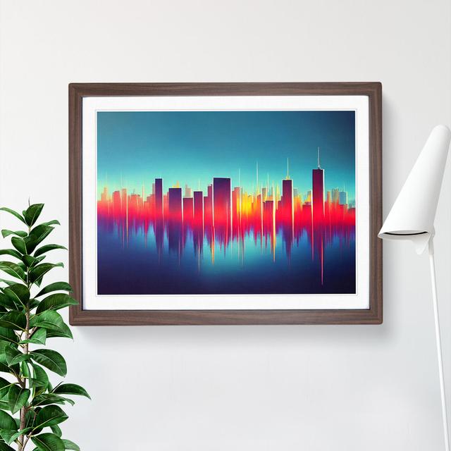 Sculptured Skyscraper Skyline Abstract - Picture Frame Painting 17 Stories Size: 46cm H x 64cm W x 2cm D, Frame Colour: Walnut on Productcaster.