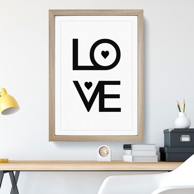 Love Heart - Picture Frame Typography East Urban Home Frame Option: Oak Framed, Size: 65cm H x 48cm W x 2cm D on Productcaster.