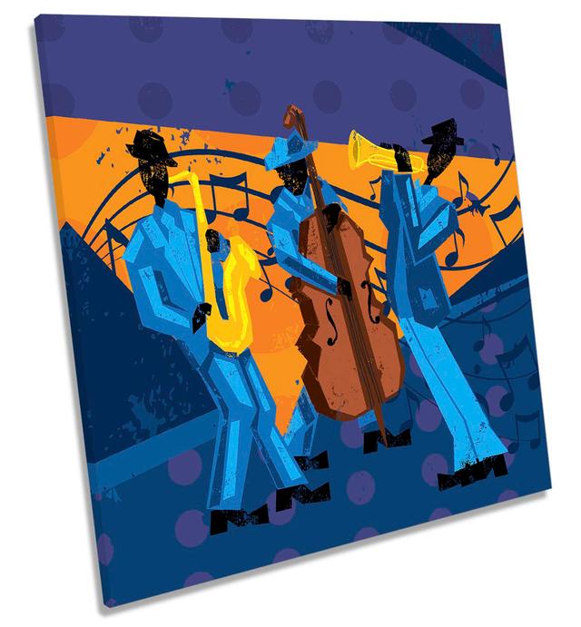 Jazz Music Band Modern - Wrapped Canvas Graphic Art Marlow Home Co. Size: 60cm H x 60cm W x 2cm D on Productcaster.