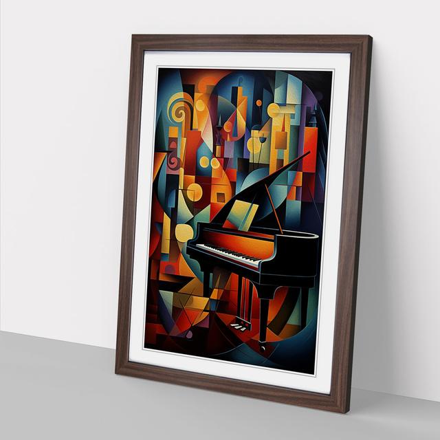 Piano Cubism Marlow Home Co. Size: 46cm H x 34cm W x 2cm D, Frame Colour: Walnut on Productcaster.