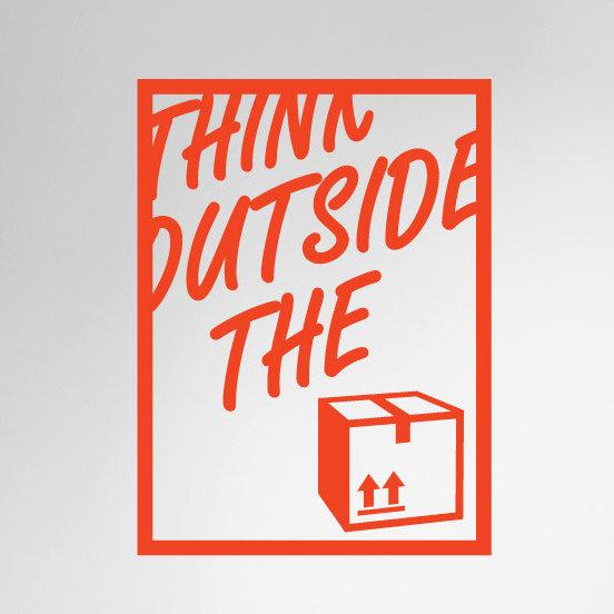 Think Outside the Box Wall Sticker East Urban Home Size: Medium, Colour: Orange on Productcaster.