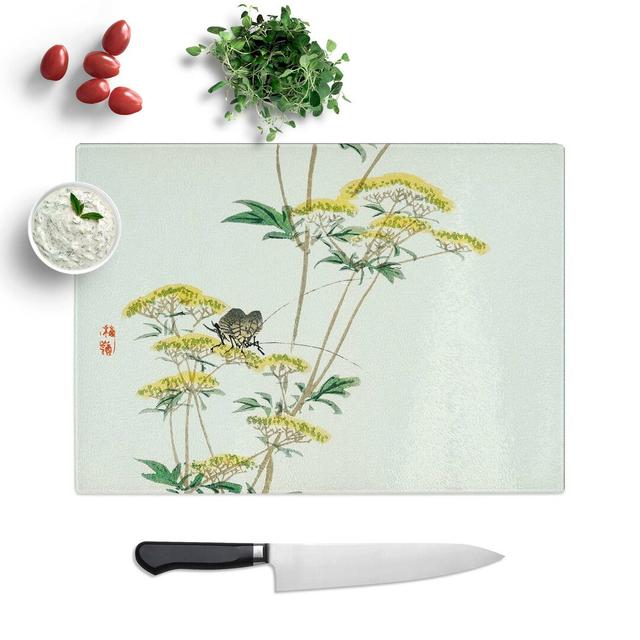 Glass insect Upon A Yellow Flannel Flower by Kono Bairei Chopping Board East Urban Home Size: 28.5 cm W x 20 cm L on Productcaster.