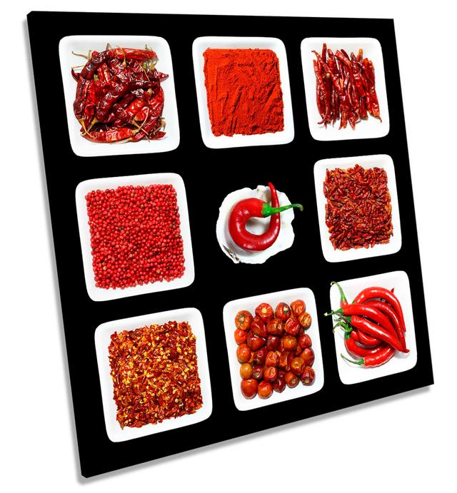 Chilli Spices Seeds Kitchen Picture CANVAS WALL ART Print Square Red 17 Stories Size: 91.4cm H x 91.4cm W on Productcaster.